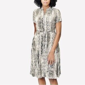Nanette Lepore Snake Print Short Sleeve Belted Dress Size 8